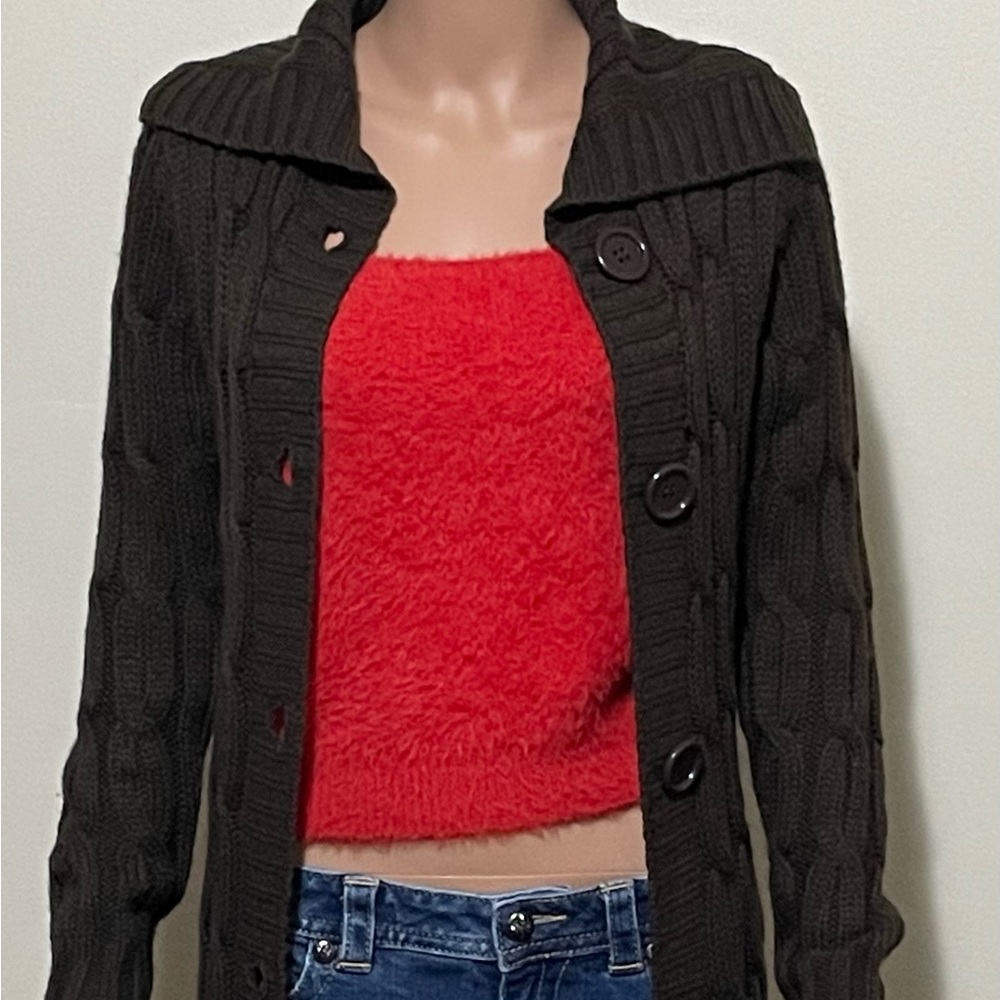 Love Lola Brown Button Down Small Cardigan sweaters women